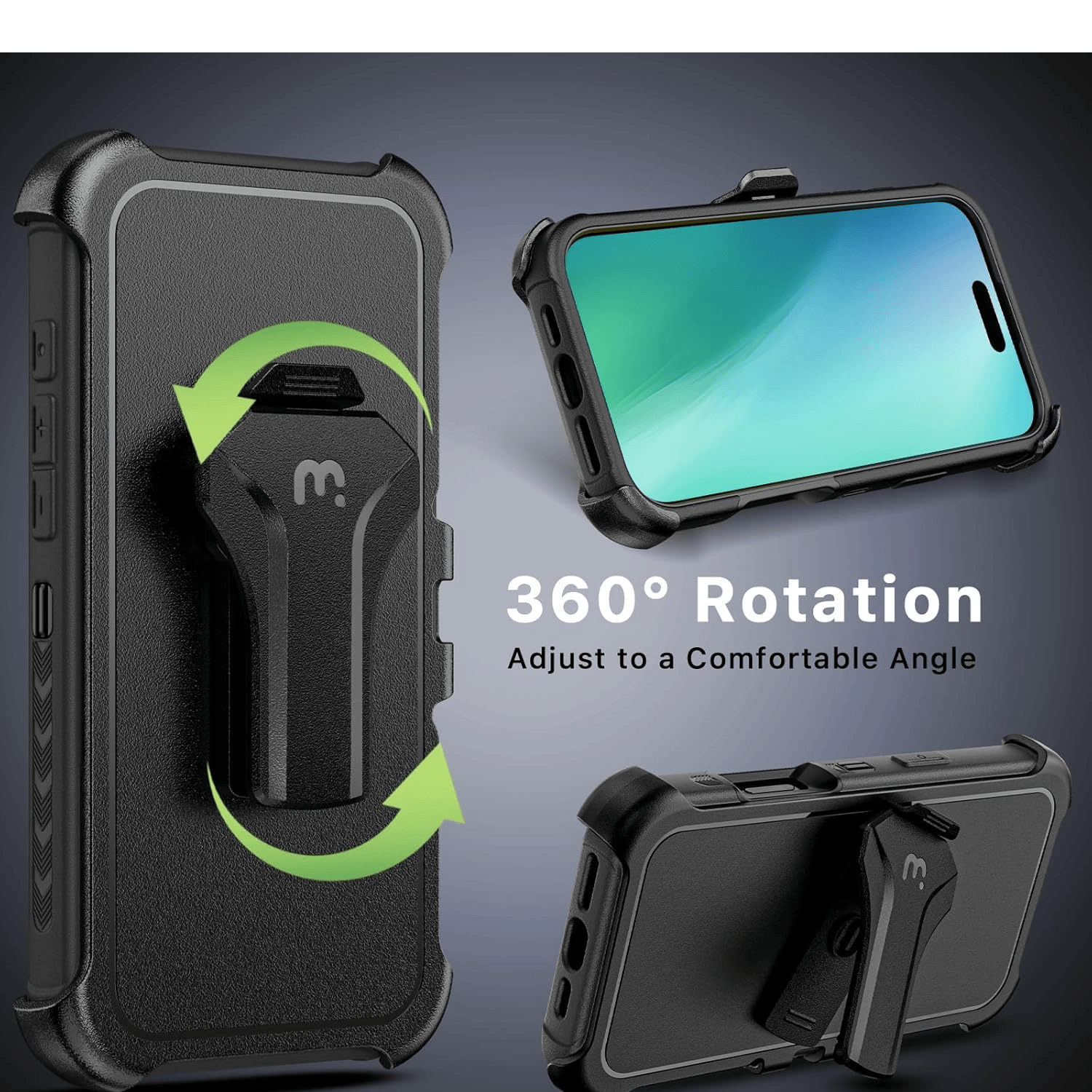 MYBAT MAVERICK ANTIMICROBIAL MAGSAFE CON HOLSTER IPHONE 16 NEGRO