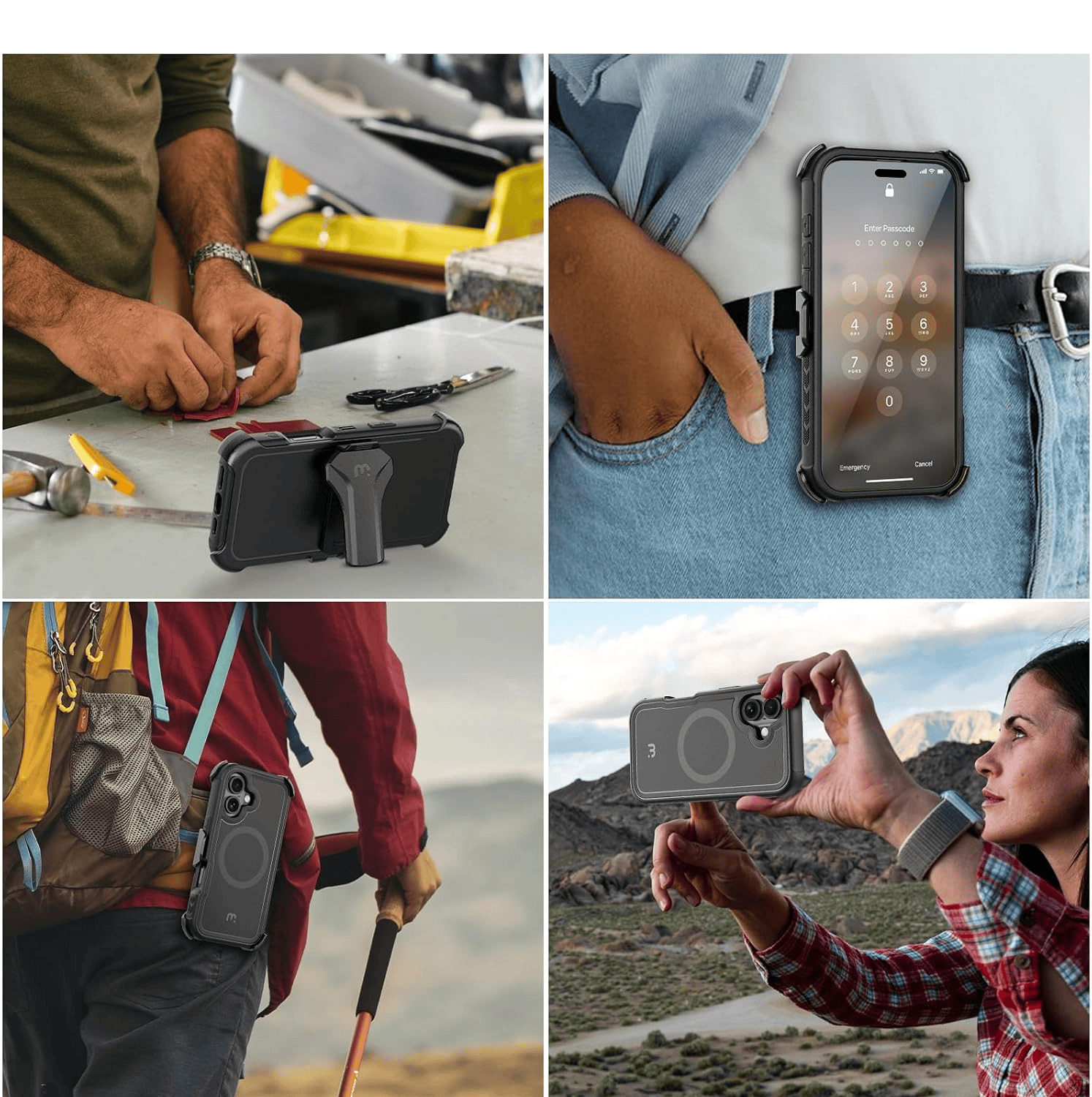MYBAT MAVERICK ANTIMICROBIAL MAGSAFE CON HOLSTER IPHONE 16 NEGRO