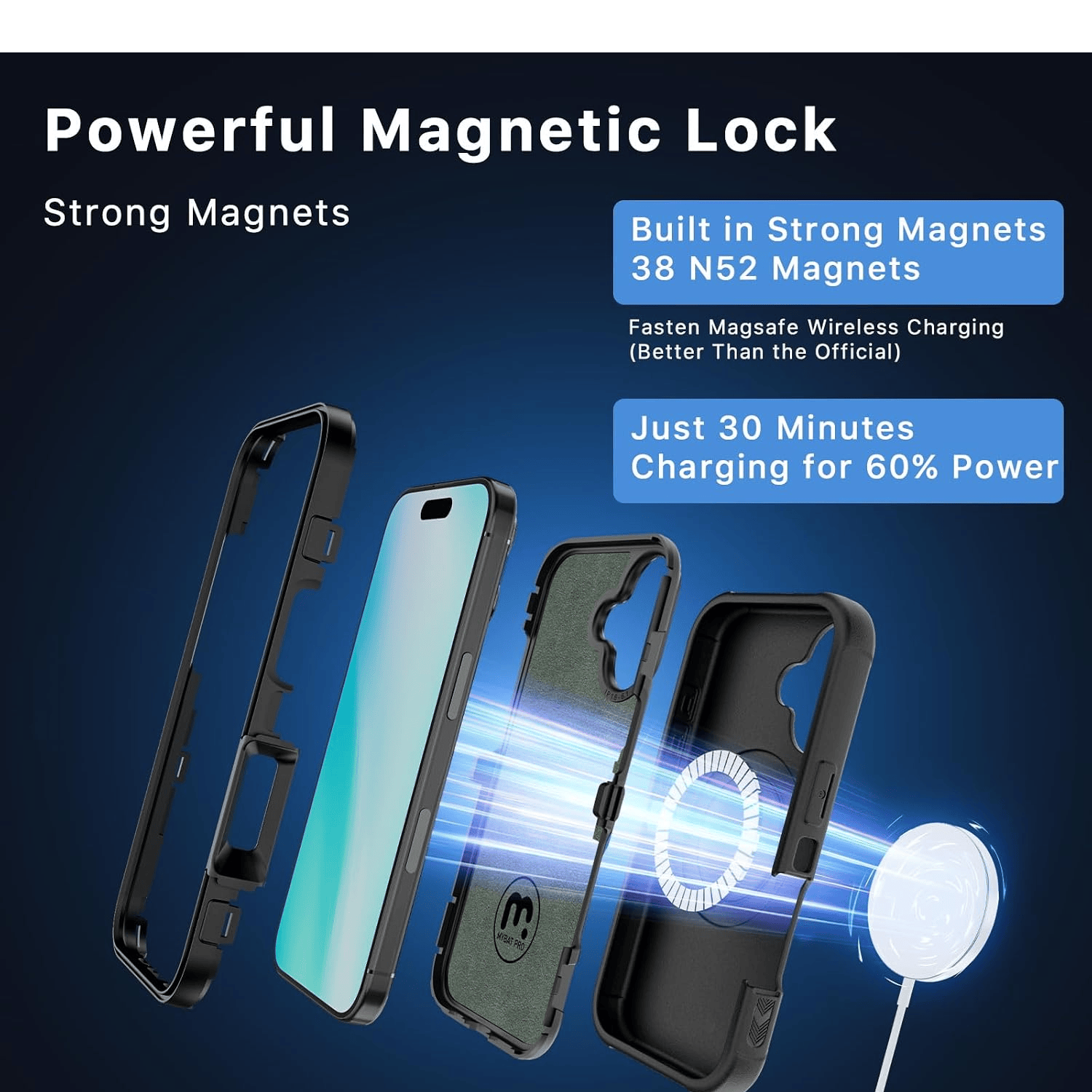 MYBAT MAVERICK ANTIMICROBIAL MAGSAFE CON HOLSTER IPHONE 16 PLUS NEGRO