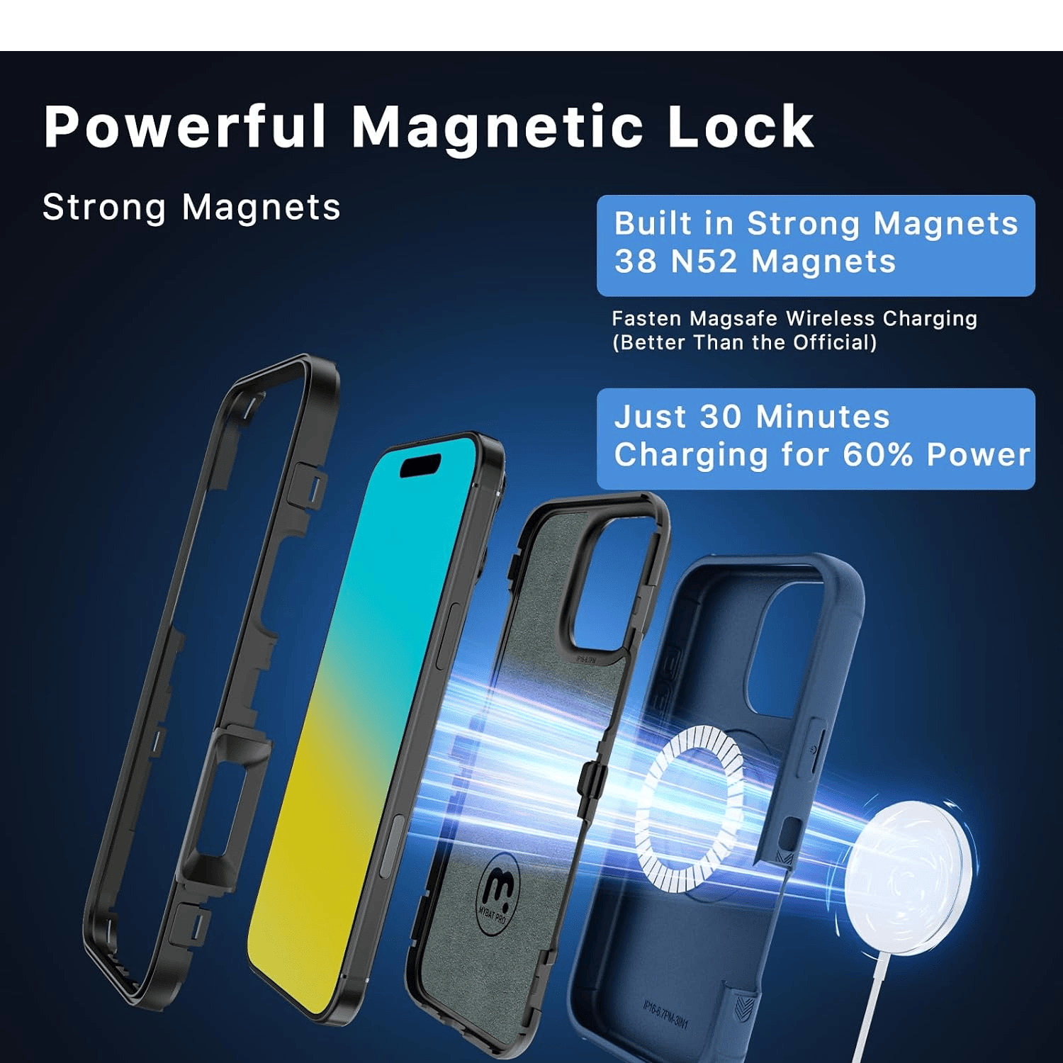 MYBAT MAVERICK ANTIMICROBIAL MAGSAFE CON HOLSTER IPHONE 16 PRO AZUL