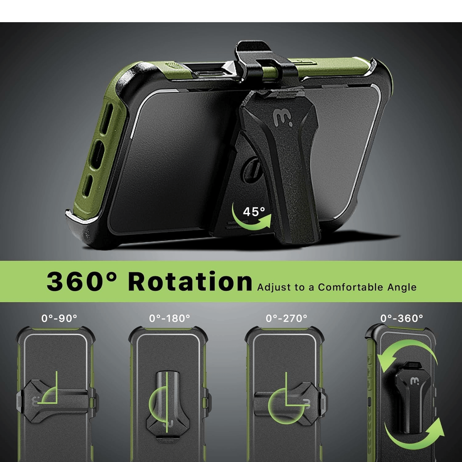 MYBAT MAVERICK ANTIMICROBIAL MAGSAFE CON HOLSTER IPHONE 16 PRO VERDE
