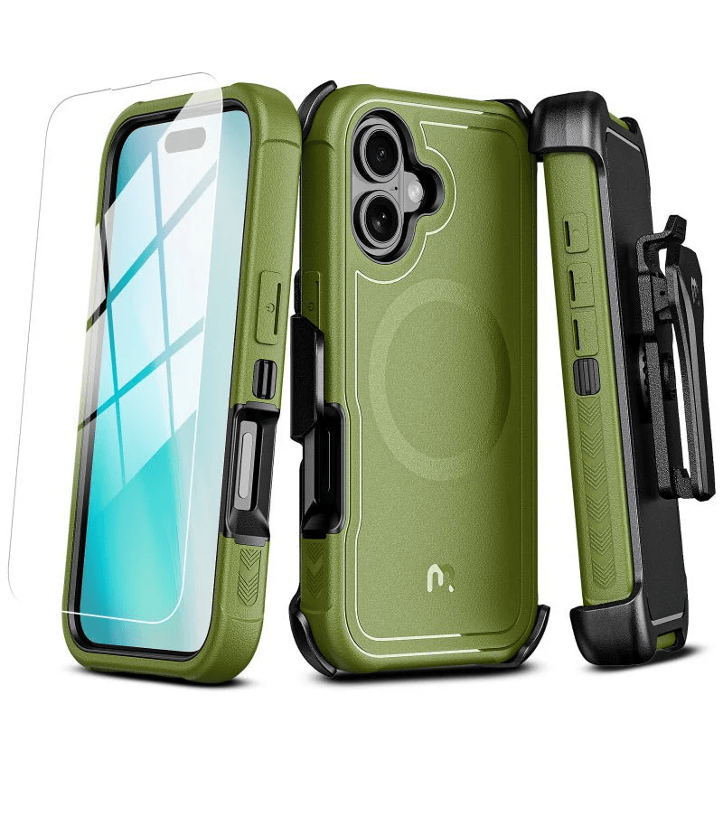 MYBAT MAVERICK ANTIMICROBIAL MAGSAFE CON HOLSTER IPHONE 16 VERDE