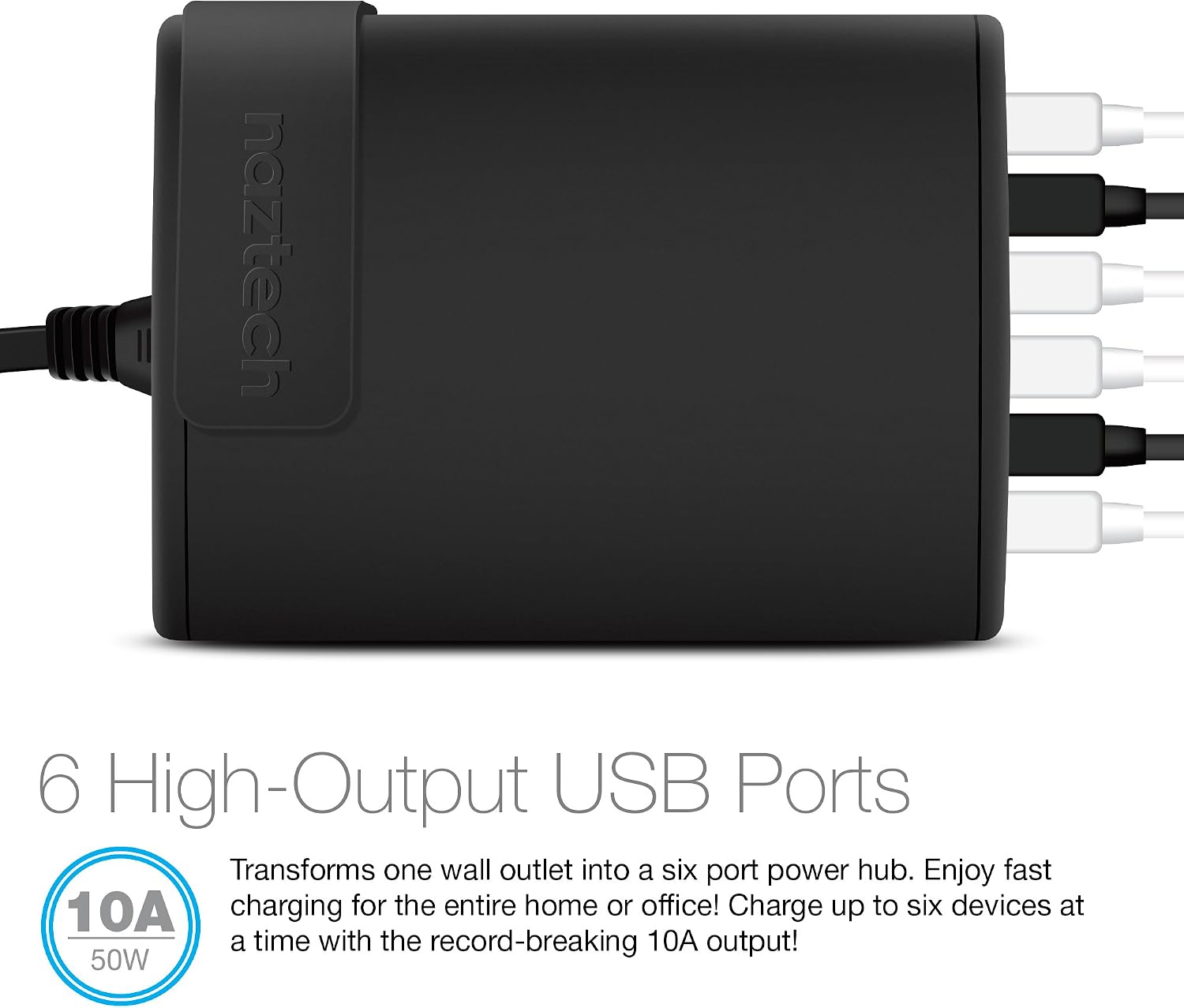 L-NAZTECH WALL CHARGER TURBO 6 UNIVERSAL USB NEGRO