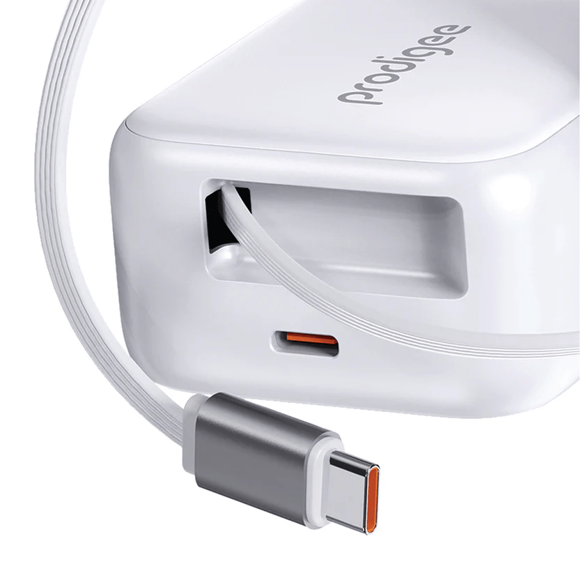 PRODIGEE ENERGEE RETRACT-IT CARGADOR DE PARED 30W CON CABLE TIPO C BLANCO