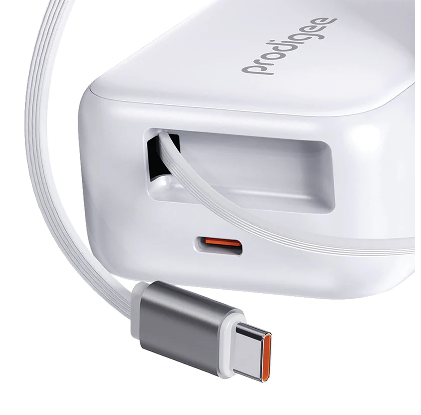 Cargador pared Prodigee Retract-It 30W USB-C blanco Guatemala