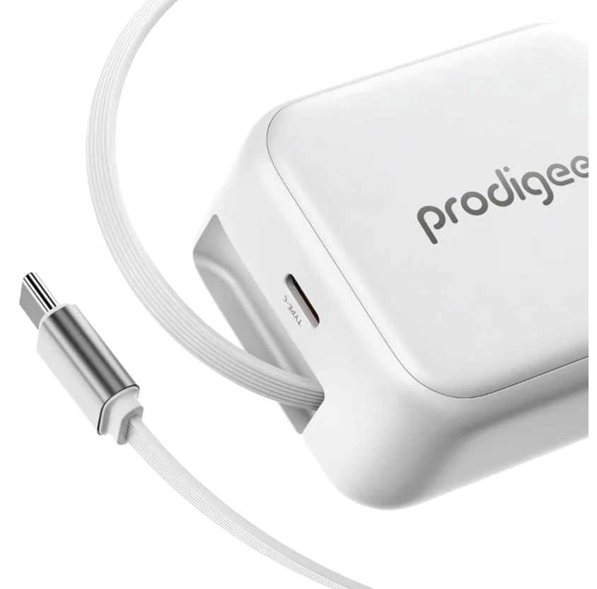 PRODIGEE ENERGEE RETRACT-IT CARGADOR DE PARED 30W CON CABLE TIPO C BLANCO