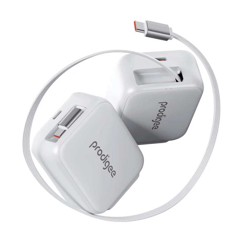 PRODIGEE ENERGEE RETRACT-IT CARGADOR DE PARED 30W CON CABLE TIPO C BLANCO