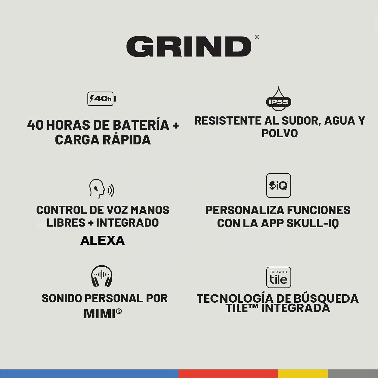 SKULLCANDY GRIND TRUE WIRELESS AUDIFONO BLUETOOTH GRIS