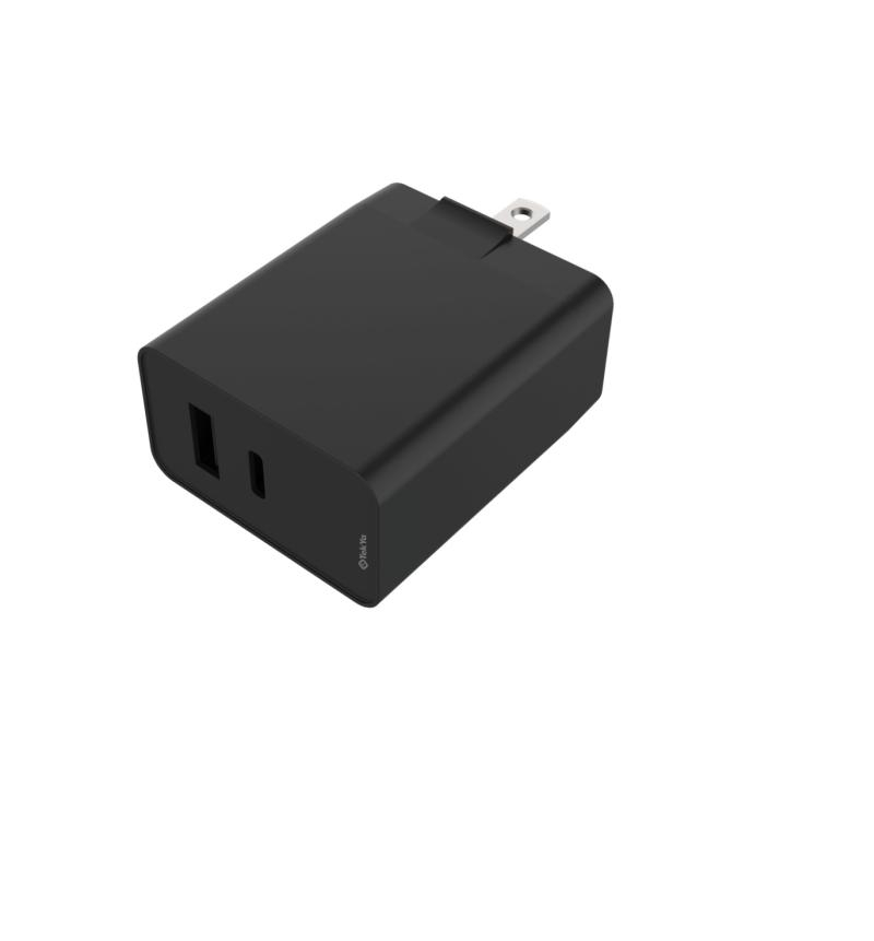 TEKYA CUBO PARA PARED DUAL TIPO C Y USB 30W NEGRO