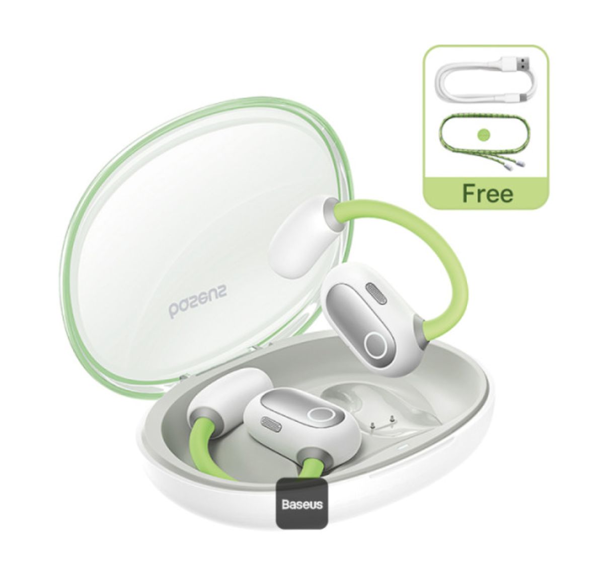 L-BASEUS ELI SPORT OPEN-EAR TWS EARBUDS BLANCO VERDE