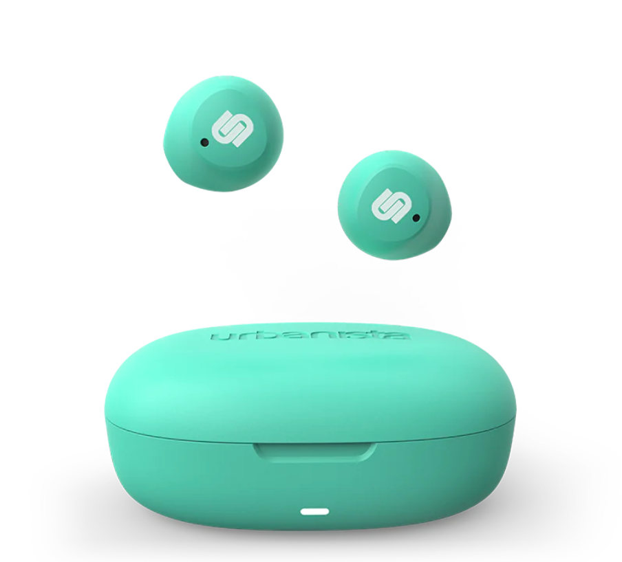 Audifonos true wireless Urbanista Lisbon verde menta con estuche de carga