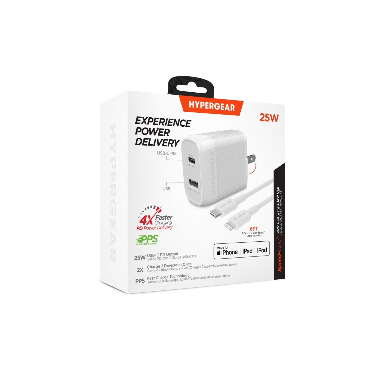 L-HyperGear SpeedBoost 25 W PD Lightning Wall Kit White