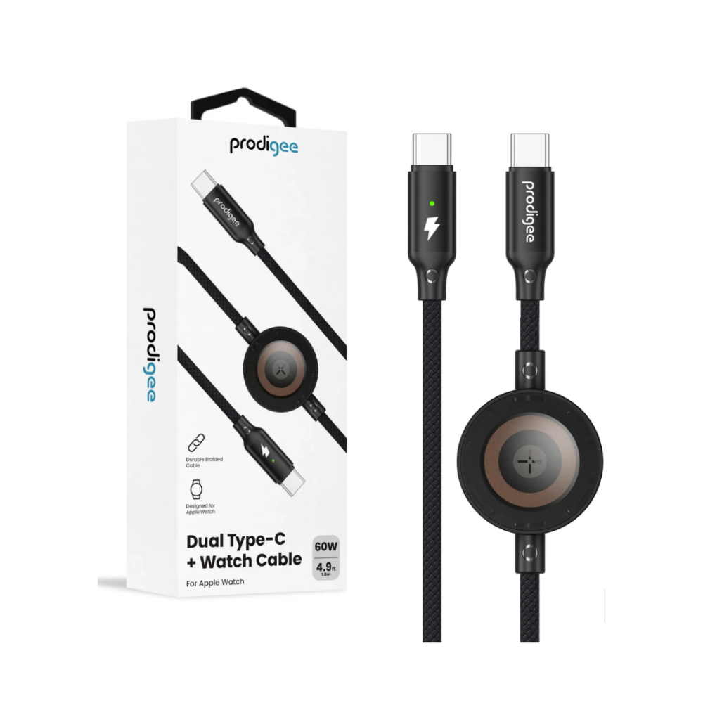 PRODIGEE CABLE DUAL ENERGEE TIPO C + iWATCH NEGRO