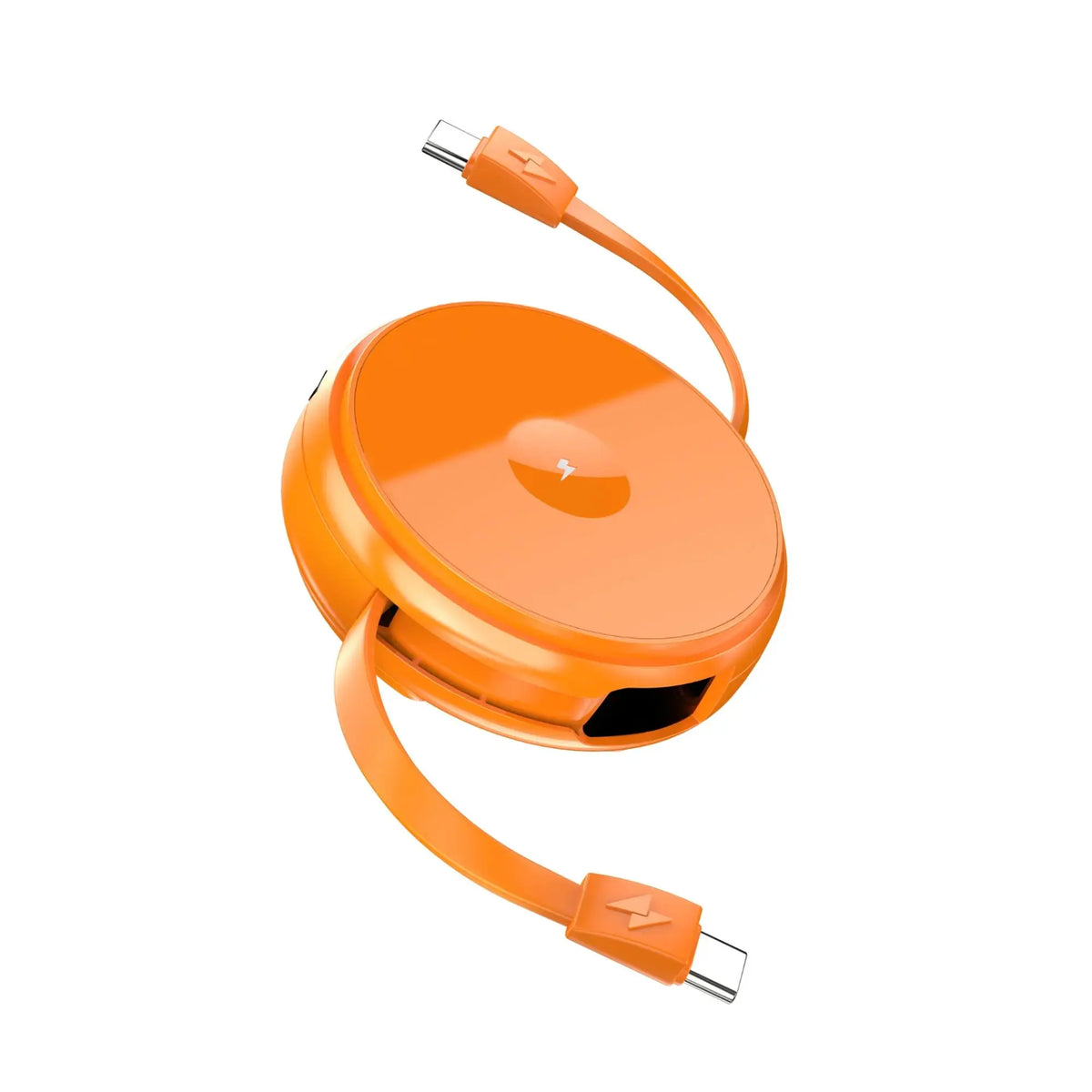 FUNCTION 2 IN 1 RETRACTABLE CABLE USB-C TO USB-C 60W WITH WIRELESS CHARGER ORANGE