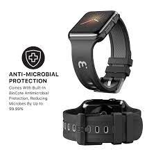Correa de silicona antimicrobial MYBAT Pro negra para Apple Watch 38 40 41 mm