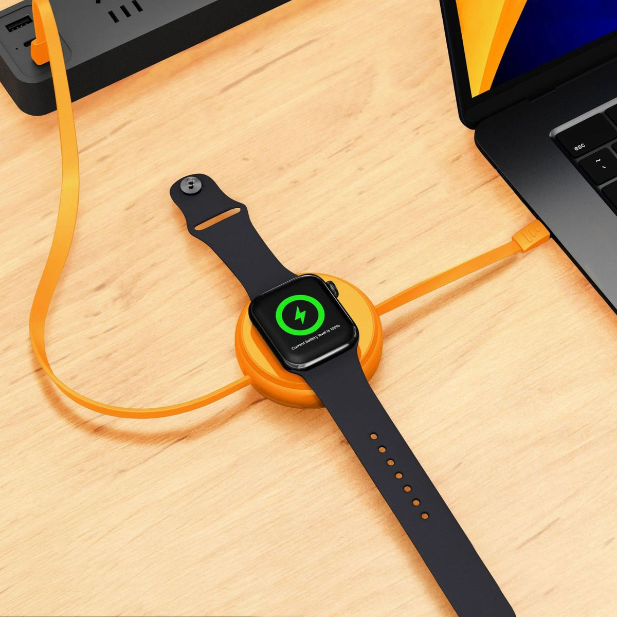 FUNCTION 2 IN 1 RETRACTABLE CABLE USB-C TO USB-C 60W WITH WIRELESS CHARGER ORANGE