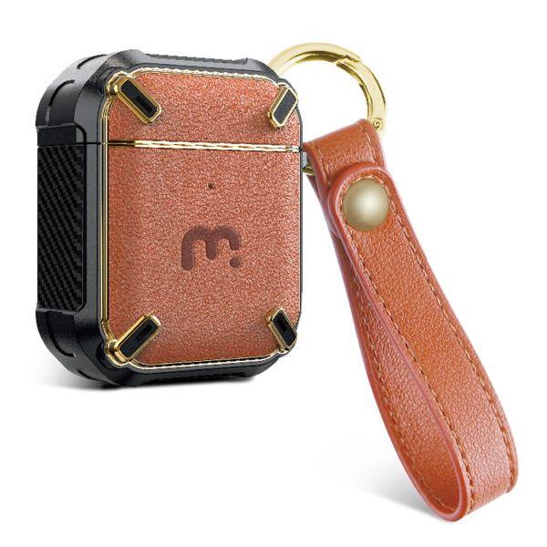 MYBAT PRO LEATHER ARMOR CASE PARA AIRPODS SERIE 1 Y 2 CAFE