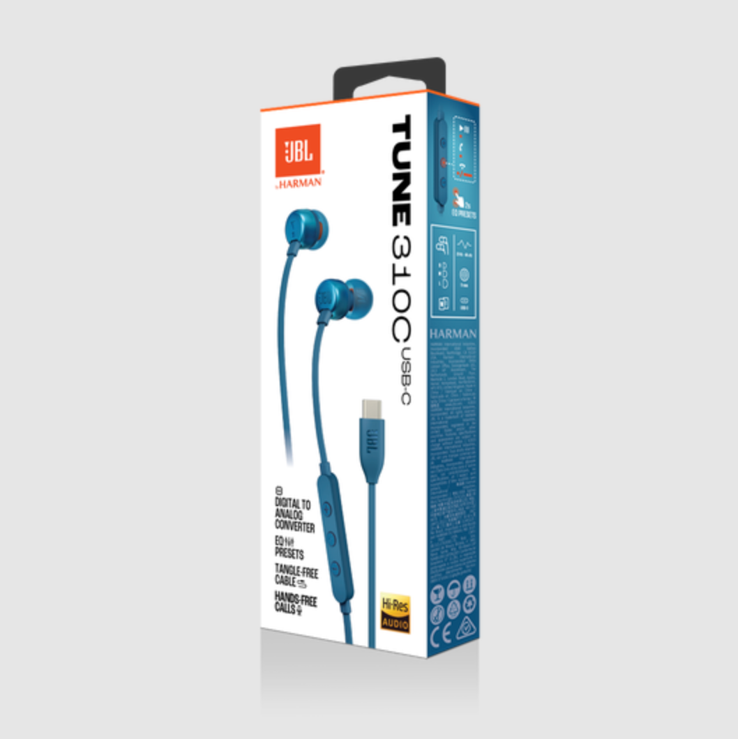 JBL TUNE 310C EARBUDS USB-C AZUL