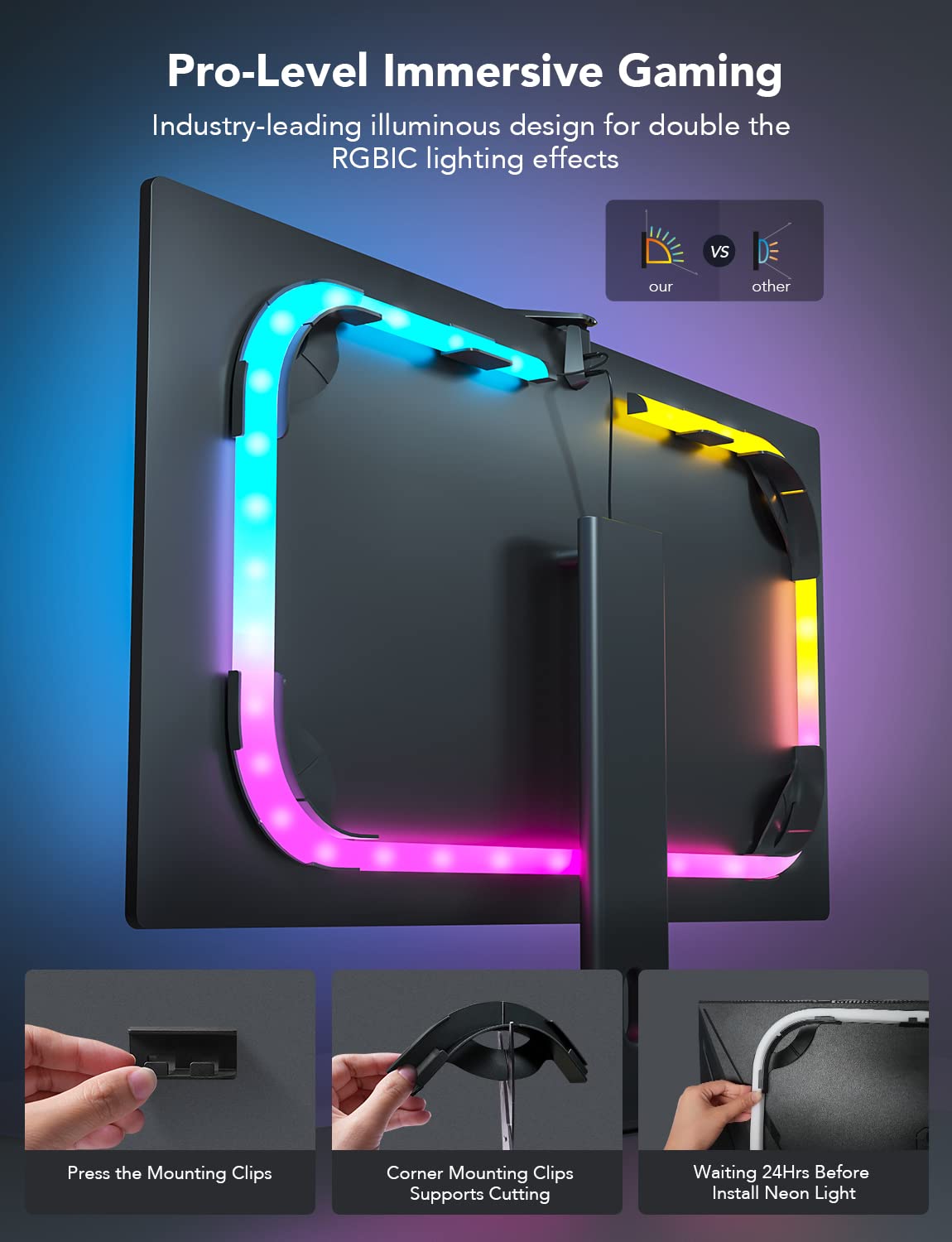 Govee DreamView G1 iluminación inmersiva cuarto gaming efecto ambiental